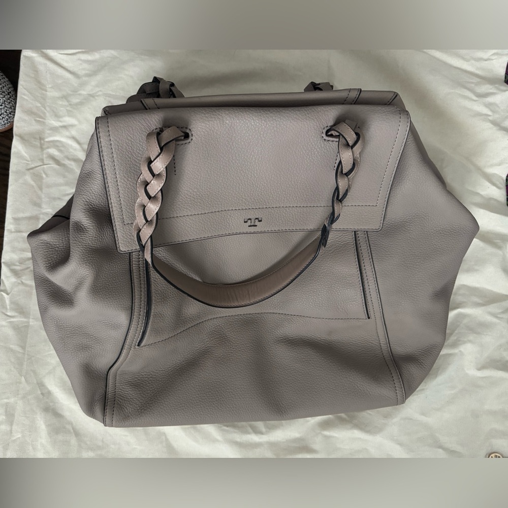 Tory Burch Half Moon Satchel XL Gray
